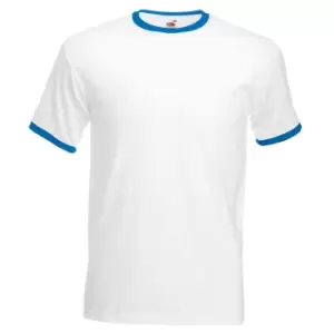 Fruit Of The Loom Mens Ringer Short Sleeve T-Shirt (2XL) (White/Royal Blue)