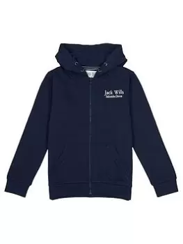 Jack Wills Boys Script Zip Through Hoodie - Navy, Size 5-6 Years