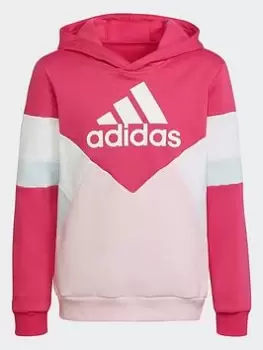 adidas Colorblock Fleece Hoodie, Purple, Size 11-12 Years