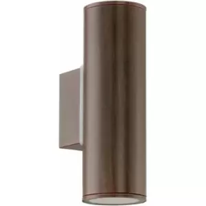 Loops - IP44 Outdoor Wall Light Antique Brown Steel Up & Down Lamp 1 x 60W E27 Bulb