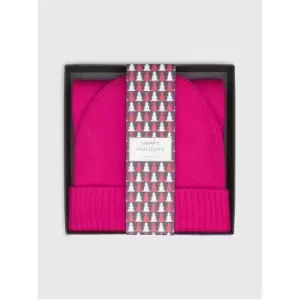 Tommy Hilfiger Small Flag Scarf + Beanie Gp - Pink