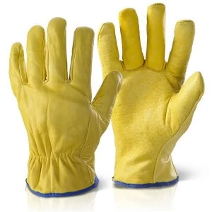 Click2000 Quality Lined Drivers Gloves Yellow XL Ref QLDGXL Pack 10 Up