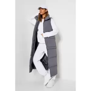 I Saw It First Longline Padded Gilet - Grey