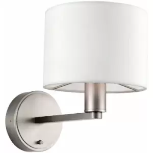 Loops - Wall Light Matt Nickel Plate & Vintage White Fabric 40W E14 Dimmable