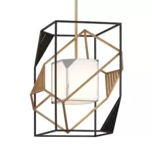 Cubist 1 Light Pendant Bronze Gold Leaf And Stainless, Acrylic