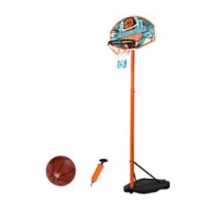 HOMCOM Kids Freestanding Metal Basketball Hoop w/ Ball Orange