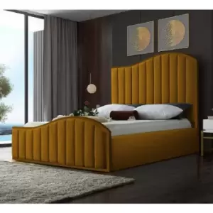 Envisage Trade - Magnifik Upholstered Beds - Plush Velvet, Small Double Size Frame, Mustard - Mustard