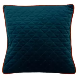 Quartz Rectangular Quilted Cushion Teal/Jaffa, Teal/Jaffa / 45 x 45cm / Cover Only