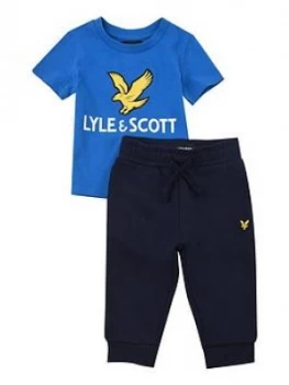 Lyle & Scott Toddler Boys Eagle Logo Tee And Jog Set - Blue, Size 18 Months