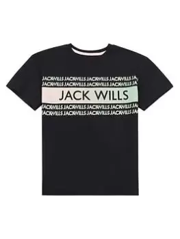 Jack Wills Girls Gradient Print Oversized T-Shirt - Black, Size Age: 5-6 Years, Women