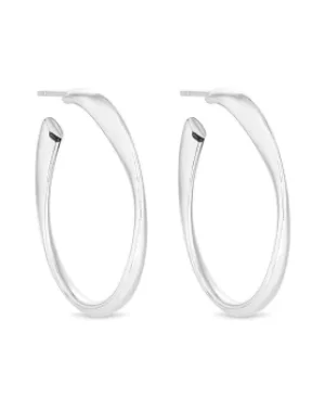 Simply Silver Oval Wavy Hoop Earrings