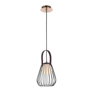 Indiana Cage Ceiling Pendant Lamp Black with Gold, 1 Light, G9