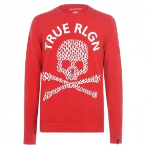 True Religion Skull Crew Sweatshirt - Red