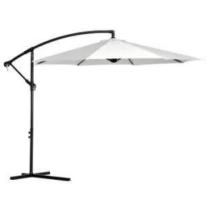 Outsunny 3m Banana Cantilever Umbrella Garden Parasol Sun Shade Cream White