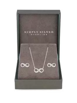 Simply Silver Sterling Silver 925 Infinity Set - Gift Boxed, Silver, Women