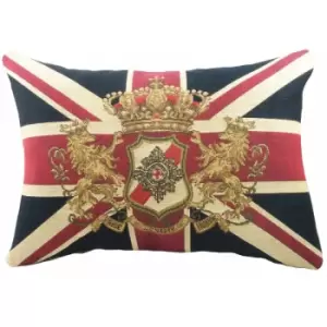 Evans Lichfield Union Jack Lion Flag Tapestry 100% Cotton Cushion Cover, Multi, 32 x 46 Cm