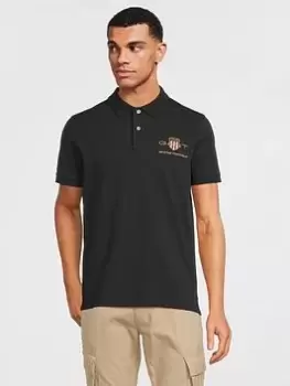 GANT Gant Archive Shield Ss Pique Polo Shirt, Black, Size 2XL, Men