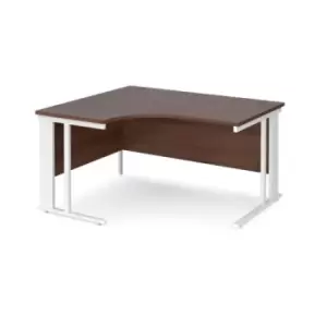 Office Desk Left Hand Corner Desk 1400mm Walnut Top With White Frame 1200mm Depth Maestro 25 MCM14ELWHW