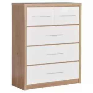 Seville White 5 Chest of Drawer White