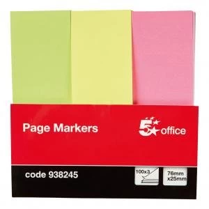 Office Paper Page Markers 100 Sheets per Pad 25x76mm 938245