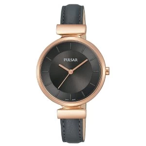 Pulsar PH8420X1 Ladies Black Leather Strap Rose Gold Case 50M Watch