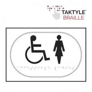 Disabled Ladies Graphic&rsquo; Sign; Self Adhesive Taktyle; White