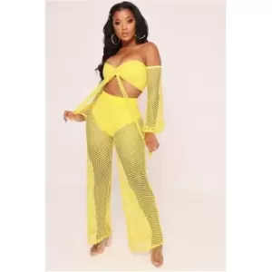 I Saw It First Yellow Crochet Wide Leg Trousers - Yellow