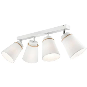 Agustino Spotlight Bar, Fabric Shade, White , 4x E27