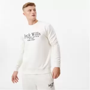 Jack Wills Belvue Graphic Logo Crew Neck Sweatshirt - Beige