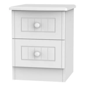 Warwick White Matt 2 Drawer Bedside chest (H)505mm (W)395mm (D)415mm