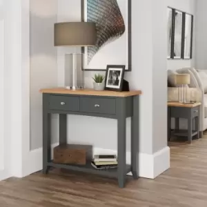 Grasmere Two Tone Oak & Grey Console Table With Low Shelf