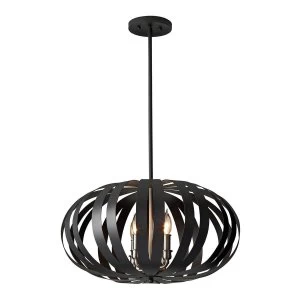 4 Light Medium Spherical Cage Ceiling Chandelier Pendant Light Black, E14