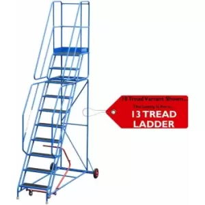 Loops - 13 Tread Mobile Warehouse Stairs Anti Slip Steps 4.25m Portable Safety Ladder