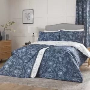 Dreams & Drapes Lorie Floral Print Easy Care Reversible Duvet Cover Set, Blue, King