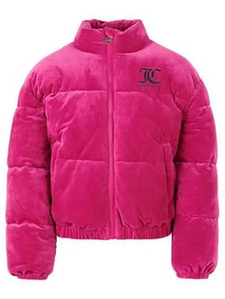 JUICY COUTURE Girls Velour Puffer Jacket - Size 8 - 9 Years