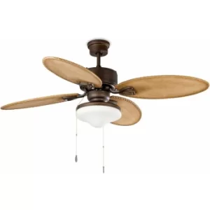 Faro Lombok 2 Light Large Ceiling Fan Dark Brown, Rustic Pine with Removable Light, E27