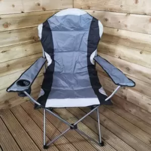 Luxury Padded High Back Folding Outdoor / Camping / Fishing Chair in Grey