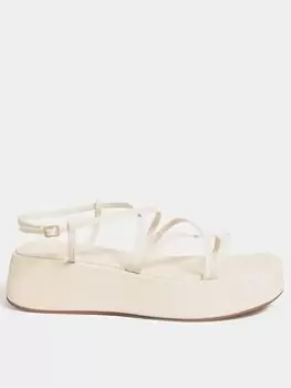 Yours Extra Wide Fit Strappy Flatform - White, Size 5, Women