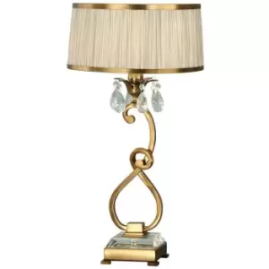 Esher Luxury Table Lamp Brass Crystal Beige Round Shade Traditional Bulb Holder