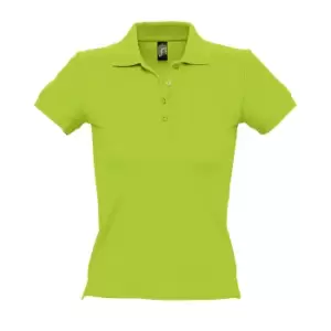 SOLS Womens/Ladies People Pique Short Sleeve Cotton Polo Shirt (M) (Apple Green)