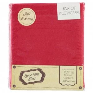 Love My Sleep Flannelette Pillowcases Twin Pack - Red