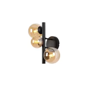 Marshall Wall Lamp, 3 Light G9, Satin Black, Amber Plated Glass