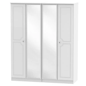 Robert Dyas Montego Ready Assembled 4-Door Mirrored Wardrobe