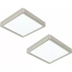 2 pack Ceiling Light Satin Nickel 210mm Square Surface Mounted 16.5W LED 3000K