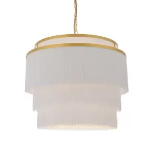 Varese 3 Light Ceiling Pendant Matt Gold Paint & White Tassels