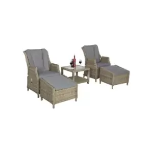 WENTWORTH 5pc Deluxe Gas Reclining chair set : 2 Gas operated recliners 1 x coffee table + 2 stools