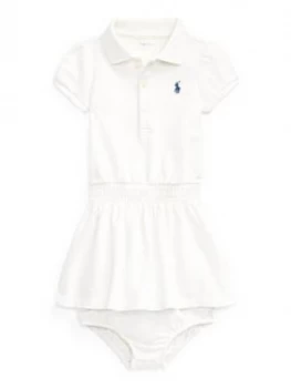 Ralph Lauren Baby Girls Classic Short Sleeve Polo Dress - White, Size 24 Months