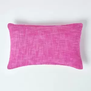 Homescapes - Nirvana Cotton Pink Rectangular Cushion Cover, 30 x 50cm - Pink