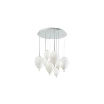 Ideal Lux Clown - 8 Light Medium Balloon Cluster Pendant White, G9