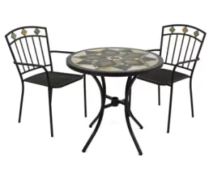 Europa Darwin 76cm Stone Table With 2 Malaga Chairs Bistro Set